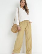 rosa Pantaloni Bej cu elastic în talie Angelona