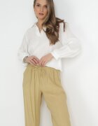 rosa Pantaloni Bej cu elastic în talie Angelona
