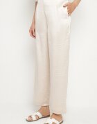 rosa Pantaloni Bej deschis satinați în Stil Elegant cu Croială Largă Liovene