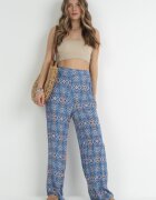 rosa Pantaloni Bleumarin imprimați cu elastic în talie și talie înaltă din bumbac Marron
