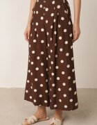 rosa Pantaloni Casual din viscoză croi culottes cu puncte Agochis Maro închis