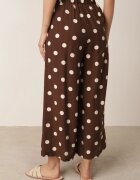 rosa Pantaloni Casual din viscoză croi culottes cu puncte Agochis Maro închis
