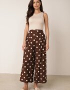 rosa Pantaloni Casual din viscoză croi culottes cu puncte Agochis Maro închis