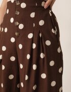 rosa Pantaloni Casual din viscoză croi culottes cu puncte Agochis Maro închis