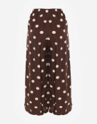 rosa Pantaloni Casual din viscoză croi culottes cu puncte Agochis Maro închis