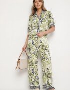rosa Pantaloni din Vâscoză Verzi cu croială dreaptă cu elastic în talie Lielle