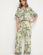 rosa Pantaloni din Vâscoză Verzi cu croială dreaptă cu elastic în talie Lielle