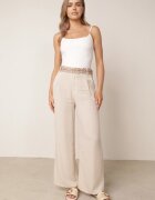 rosa Pantaloni din viscoză cu talie înaltă din material структурat Bej
