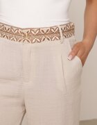 rosa Pantaloni din viscoză cu talie înaltă din material структурat Bej