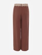 rosa Pantaloni din viscoză cu talie înaltă din material структурat Maro