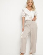 rosa Pantaloni Elegante Bej cu croială dreaptă cu talie înaltă Jenanora