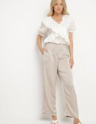rosa Pantaloni Elegante Bej cu croială dreaptă cu talie înaltă Jenanora