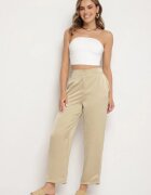rosa Pantaloni Elegante Bej închis cu croială dreaptă și talie înaltă Jenanora
