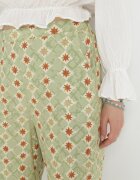 rosa Pantaloni Largi de bumbac verde deschis cu Imprimeu Fantezie Miia