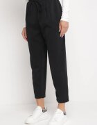 rosa Pantaloni Negri cu elastic în talie ajustați cu șnur și cu buzunare Maylai