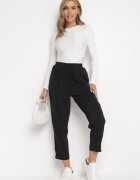 rosa Pantaloni Negri cu elastic în talie ajustați cu șnur și cu buzunare Maylai