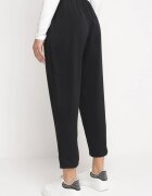 rosa Pantaloni Negri cu elastic în talie ajustați cu șnur și cu buzunare Maylai