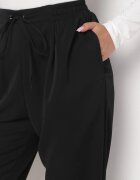 rosa Pantaloni Negri cu elastic în talie ajustați cu șnur și cu buzunare Maylai