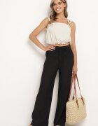 rosa Pantaloni Negri cu elastic în talie Angelona