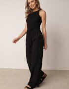 rosa Pantaloni Negri cu elastic în talie Angelona