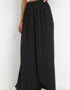 rosa Pantaloni negri largi cu elastic în talie Bohdi