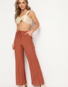 rosa Pantaloni portocalii cu elastic în talie Angelona