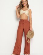 rosa Pantaloni portocalii cu elastic în talie Angelona