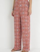 rosa Pantaloni roz imprimați cu elastic în talie și talie înaltă din bumbac Marron