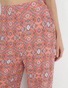 rosa Pantaloni roz imprimați cu elastic în talie și talie înaltă din bumbac Marron