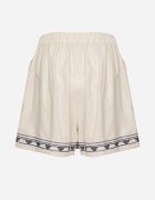 rosa Pantaloni scurți Bej din Bumbac cu Talie Înaltă Decorați cu Broderie Filarassa