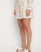 rosa Pantaloni scurți din bumbac bej decorați cu motiv floral Nilandra