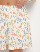 rosa Pantaloni scurți din bumbac bej decorați cu motiv floral Nilandra