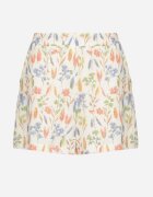 rosa Pantaloni scurți din bumbac bej decorați cu motiv floral Nilandra