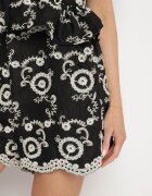 rosa Pantaloni scurți Negri din bumbac cu croială lejeră cu broderie florală Velriza