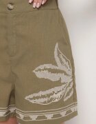 rosa Pantaloni scurți Verzi din bumbac cu talie înaltă decorate cu broderie Filarassa