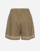 rosa Pantaloni scurți Verzi din bumbac cu talie înaltă decorate cu broderie Filarassa