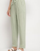 rosa Pantaloni verde deschis de bumbac cu elastic în talie și picioare drepte Olalla
