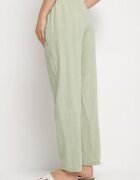 rosa Pantaloni verde deschis de bumbac cu elastic în talie și picioare drepte Olalla