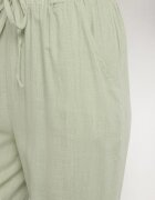 rosa Pantaloni verde deschis de bumbac cu elastic în talie și picioare drepte Olalla