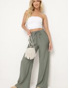 rosa Pantaloni verde închis cu elastic în talie Angelona