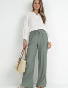 rosa Pantaloni verde închis cu elastic în talie Angelona