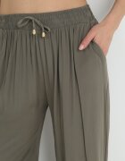 rosa Pantaloni Verde închis Simpli cu elastic în talie și cu craci largi Alathera