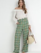 rosa Pantaloni Verzi Cu model cu elastic în talie și talie înaltă din bumbac Marron