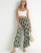 rosa Pantaloni Verzi Imprimați cu elastic plisat în talie și cu picioare largi Jaretsi