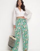 rosa Pantaloni Verzi Largi cu elastic în talie și curea din material și Buzunare Rallia