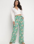 rosa Pantaloni Verzi Largi cu elastic în talie și curea din material și Buzunare Rallia