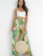 rosa Pantaloni Verzi Largi din Viscoză cu Imprimeu Floral Naomie
