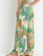 rosa Pantaloni Verzi Largi din Viscoză cu Imprimeu Floral Naomie