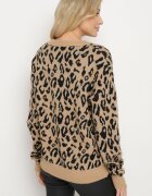 rosa Pulover Bej cu imprimeu leopard cu viscoză decorat cu fir metalic Neliona