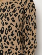 rosa Pulover Bej cu imprimeu leopard cu viscoză decorat cu fir metalic Neliona
